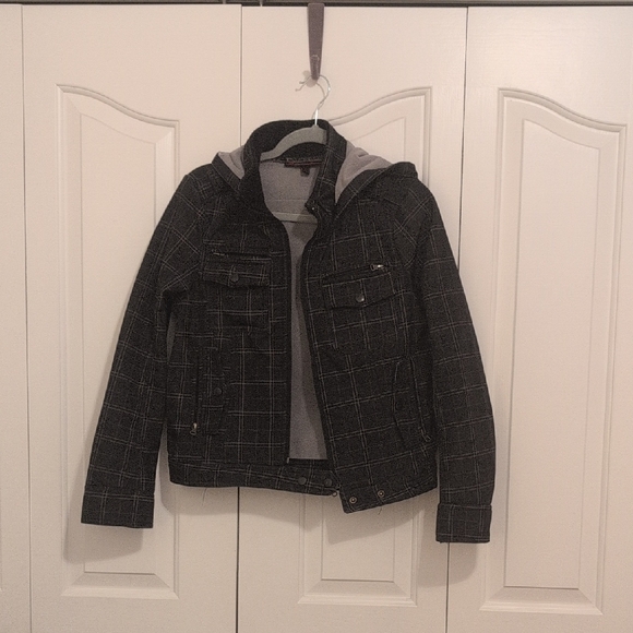 Kids Black Plaid Jacket - Picture 1 of 7